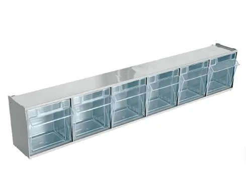 [RL00189] Contenedor x6 Gavetas Basculantes FPG15710101 60x9,8x11,2cm Storage Compat Gris