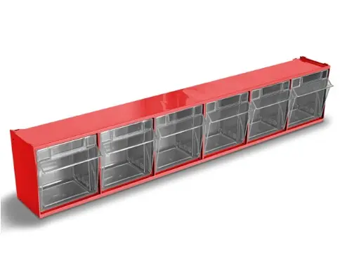 Contenedor x6 Gavetas Basculantes 60x9,8x11,2cm (Rojo)