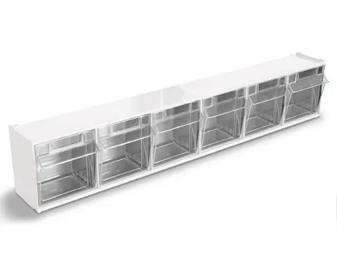 Contenedor x6 Gavetas Basculantes 60x9,8x11,2cm (Blanco)
