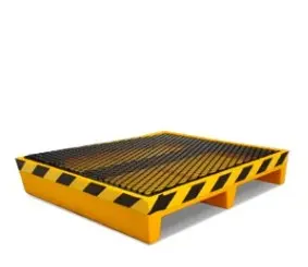 Batea Antiderrame 80x120x15cm P/2 Tambores P/Autoelevador con Base Metálica S.Arg Amarilla