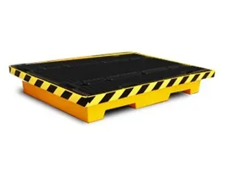 Batea Antiderrame 80x120x15cm P/2 Tambores P/Autoelevador con Base Plástica (Amarilla)